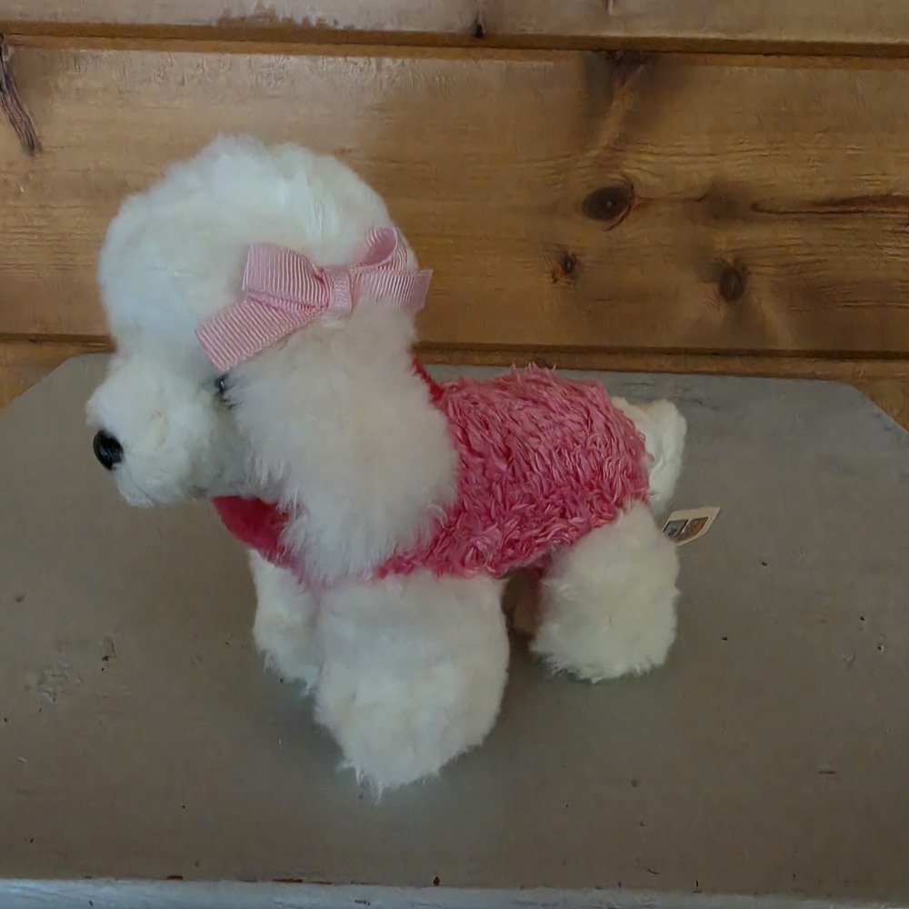 Animal Alley White Poodle Dog 6" Long Bean‎ Plush Toys R Us Pink Puppy F21